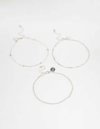 Silver Twisted Cupchain Anklets 3-Pack - link has visual effect only