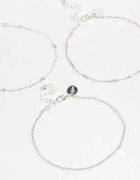 Silver Twisted Cupchain Anklets 3-Pack - link has visual effect only