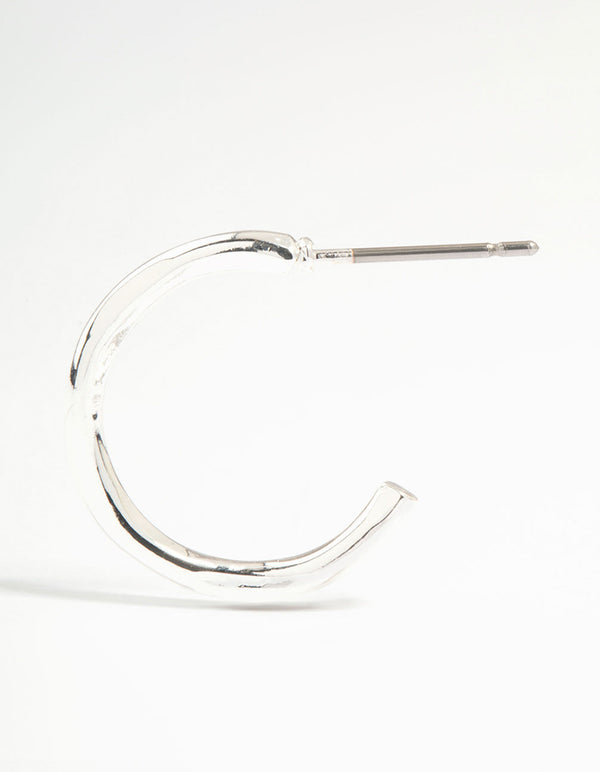 Silver Thin Twisted Hoop Earrings 2-Pack