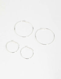 Silver Mixed Size Hoop Earrings 2-Pack - link has visual effect only