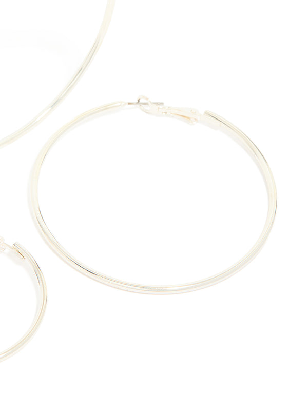 Silver Mixed Size Hoop Earrings 2-Pack