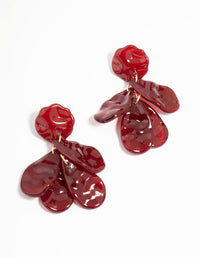 Red Acrylic Hammered Petal Drop Earrings - link has visual effect only