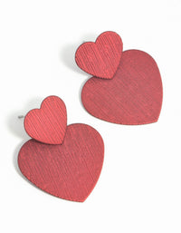 Red Heart Pattern Drop Earrings - link has visual effect only
