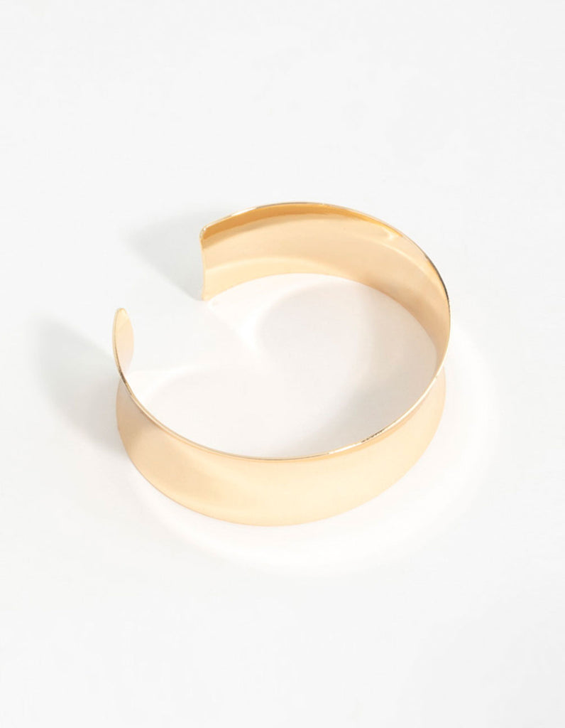 Gold Flat Wide Wrist Cuff - Lovisa