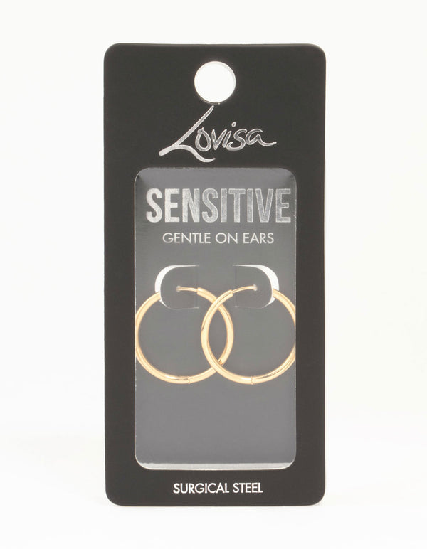 Gold Plated Surgical Steel Polished Hoop Earrings