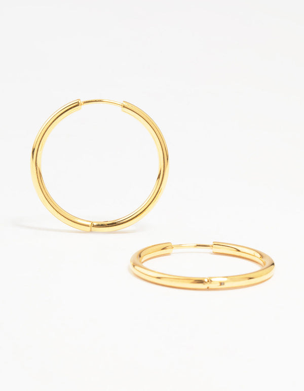 Gold Plated Surgical Steel Polished Hoop Earrings