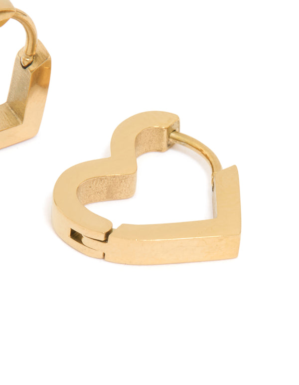 Gold Plated Surgical Steel Heart Hoop Earrings