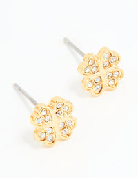 Gold Plated Surgical Steel Diamante Flower Stud Earrings - link has visual effect only