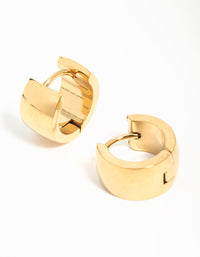 Gold Plated Surgical Steel Wide Huggie Earrings - link has visual effect only