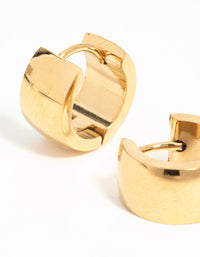 Gold Plated Surgical Steel Wide Huggie Earrings - link has visual effect only