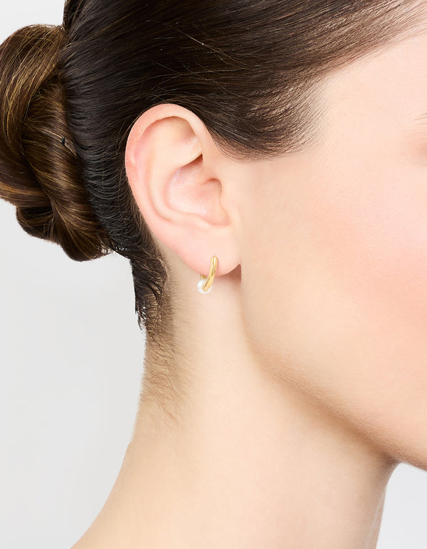 Gold Plated Surgical Steel Pearl Huggie Earrings