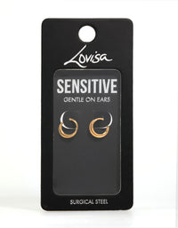 Gold Plated Surgical Steel Crossover Sleeper Huggie Earrings - link has visual effect only