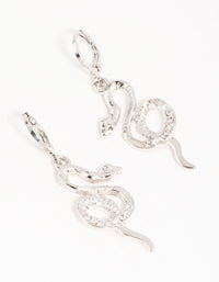 Silver Curved Snake Hoop Earrings - link has visual effect only