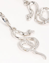 Silver Curved Snake Hoop Earrings - link has visual effect only