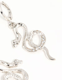 Silver Curved Snake Hoop Earrings - link has visual effect only