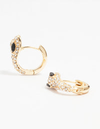 Gold Cubic Zirconia Small Snake Hoop Earrings - link has visual effect only
