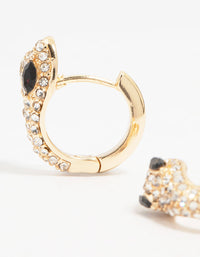 Gold Cubic Zirconia Small Snake Hoop Earrings - link has visual effect only