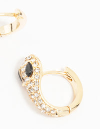 Gold Cubic Zirconia Small Snake Hoop Earrings - link has visual effect only