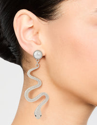Silver Pearl Snake Drop Earrings - link has visual effect only