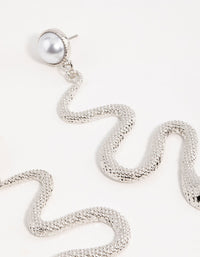 Silver Pearl Snake Drop Earrings - link has visual effect only