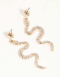 Gold Diamante Star & Snake Drop Earrings - link has visual effect only