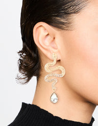 Gold Diamante Snake Drop Earrings - link has visual effect only