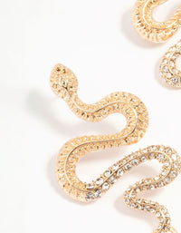 Gold Diamante Snake Drop Earrings - link has visual effect only