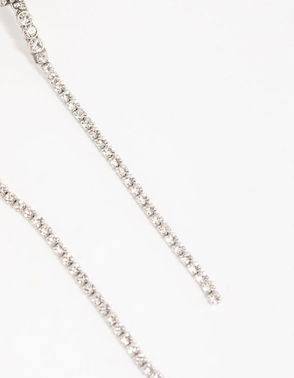 Silver Diamante Snake Chain Drop Earrings