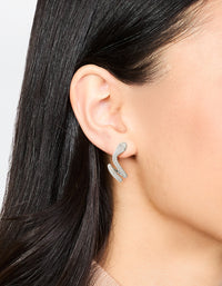 Silver Swirl Cubic Zirconia Snake Stud Earrings - link has visual effect only