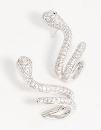 Silver Swirl Cubic Zirconia Snake Stud Earrings - link has visual effect only