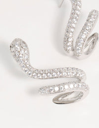 Silver Swirl Cubic Zirconia Snake Stud Earrings - link has visual effect only