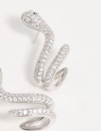 Silver Swirl Cubic Zirconia Snake Stud Earrings - link has visual effect only