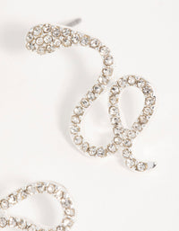 Silver Thin Curved Snake Stud Earrings - link has visual effect only