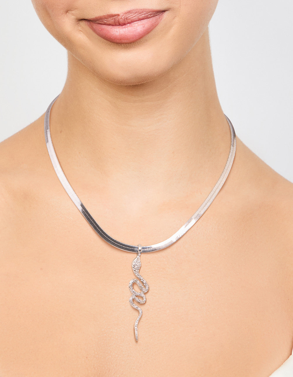 Silver Snake Pendant Necklace