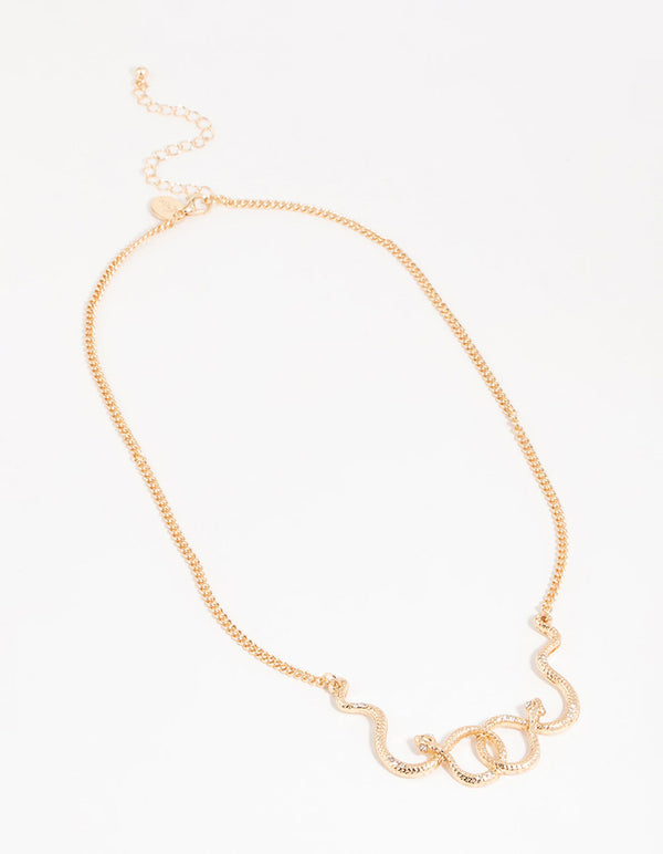 Gold Snake Pendant Necklace
