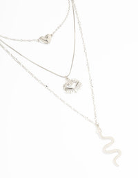 Silver Snake & Eye Layered Necklace - link has visual effect only