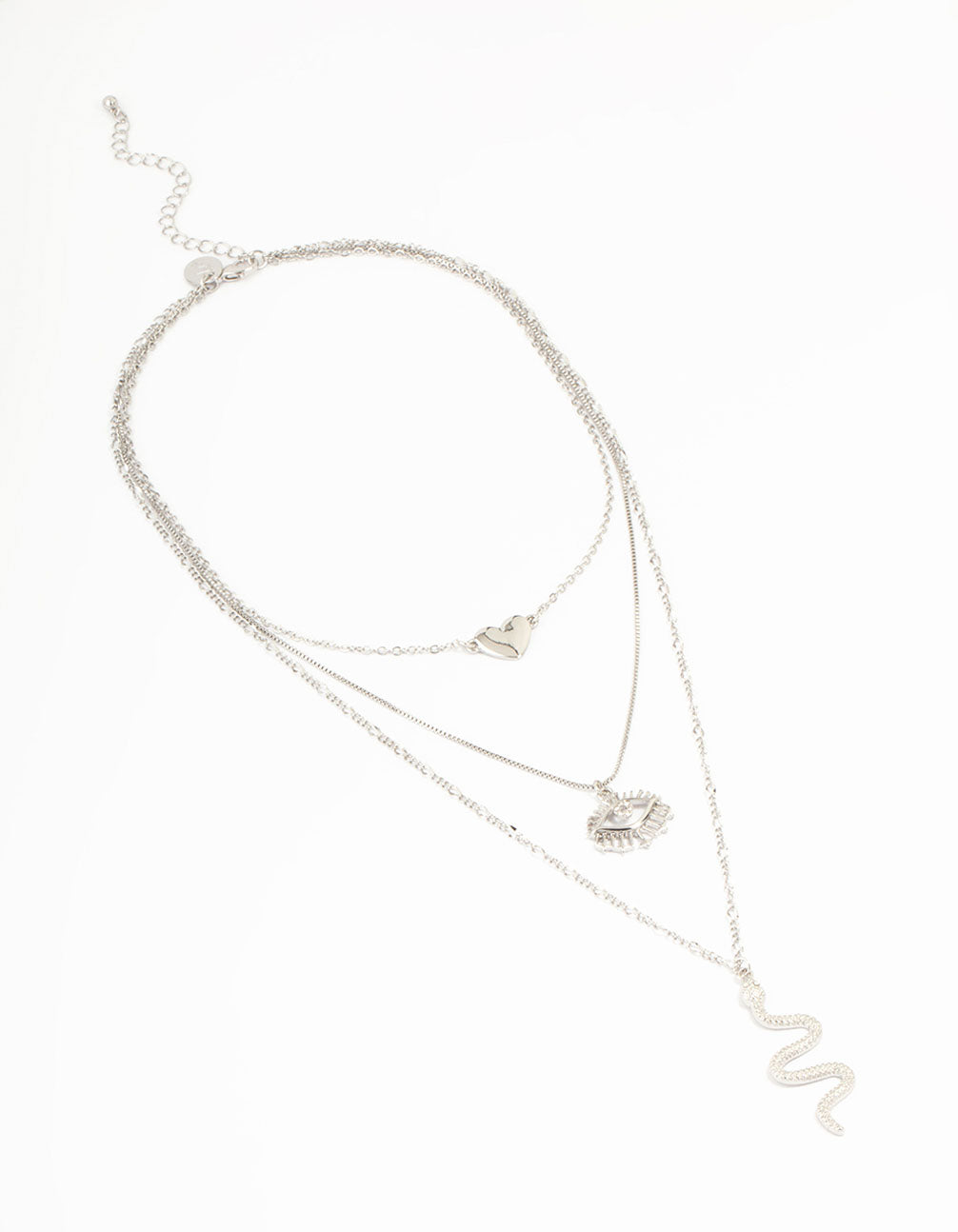 Silver Snake & Eye Layered Necklace