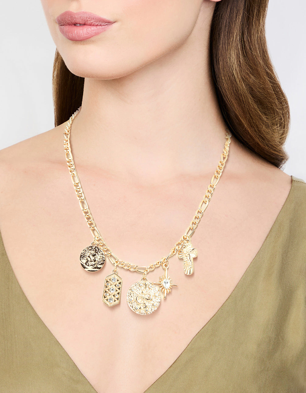 Gold Snake Charm Necklace