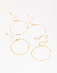 Gold Snake Bracelets 4-Pack - link has visual effect only
