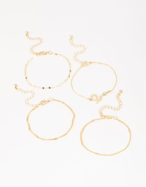 Gold Snake Bracelets 4-Pack