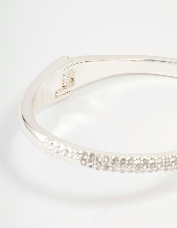 Silver Diamante Snake Wrist Cuff