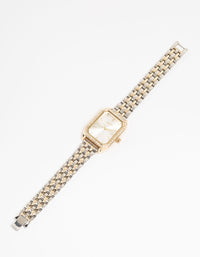 Mixed Metals Diamante Medium Rectangle Watch - link has visual effect only