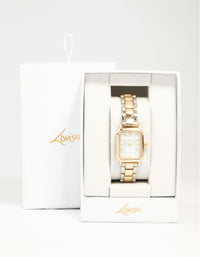 Mixed Metals Rectangle Roman Numeral Watch - link has visual effect only