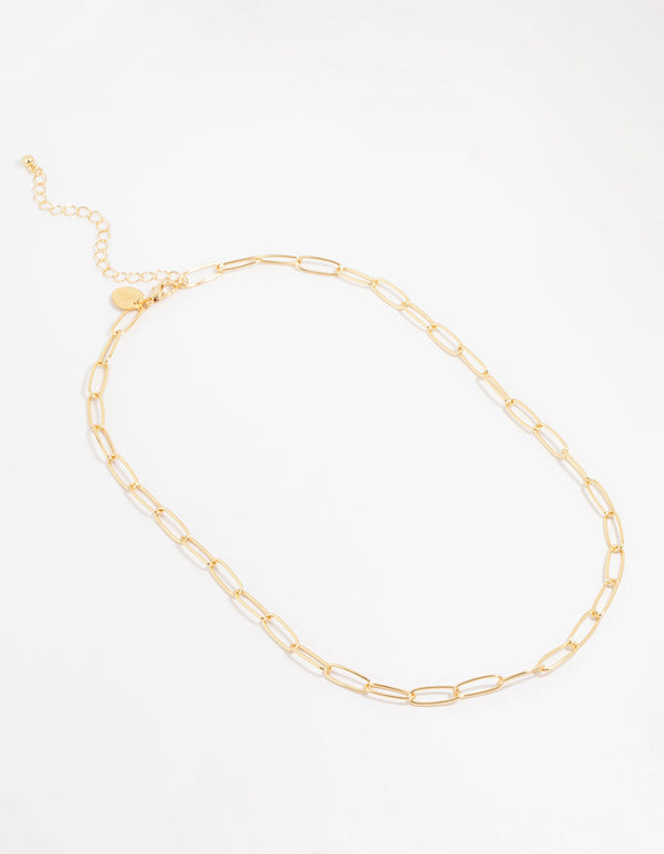 Gold Plated Fine Oval Link Necklace