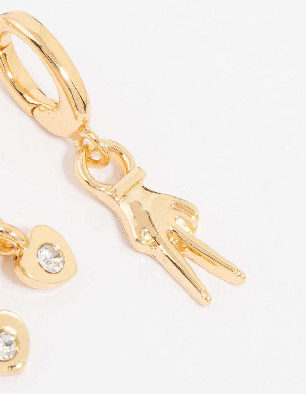 Gold Plated Diamante Eye & Angel Wing Charms 3-Pack