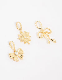 Gold Plated Bow & Heart Charms 3-Pack - link has visual effect only