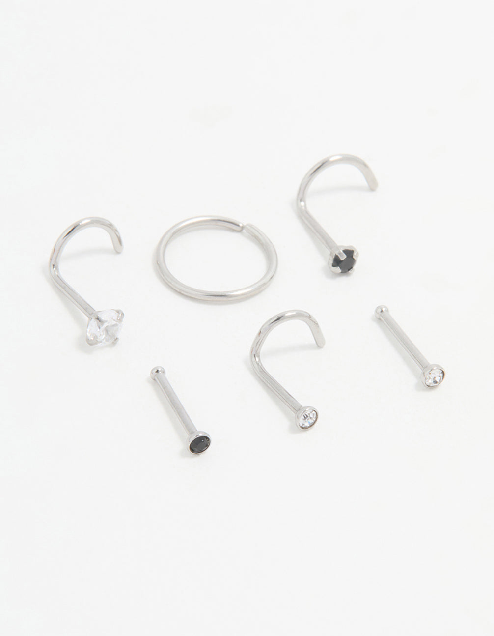 Surgical Steel Cubic Zirconia Floral Nose Piercing 6-Pack