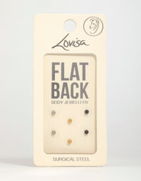 Mixed Finish Surgical Steel Small Ball Flat Back Studs 3-Pack - link has visual effect only