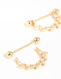 Surgical Steel Cubic Zirconia Vine Nipple Bars 2-Pack - link has visual effect only