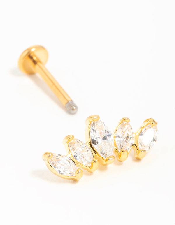 Gold Plated Surgical Steel Diamante Flat Back Stud